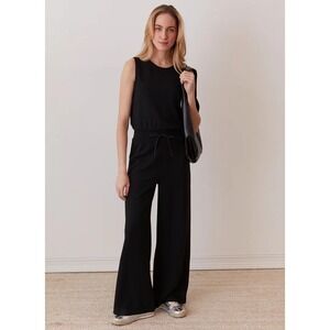 Grey State Black Sleeveless Wide Leg Jumpsuit Size Medium Preppy Sporty NWT